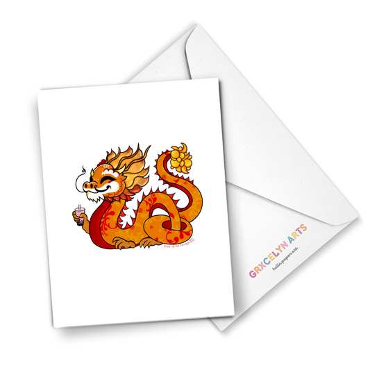 Year Of The Boba Dragon - Greeting Card